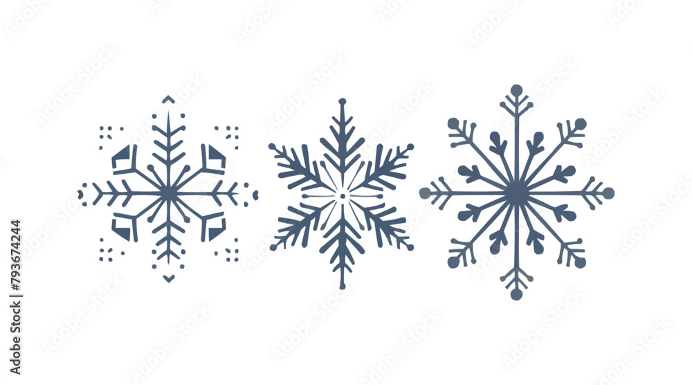 Poster snowflake | minimalist and simple set of 3 line white background - vector illustration