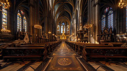Beautiful gothic interior of St. Stephens Cathedral St - obrazy, fototapety, plakaty