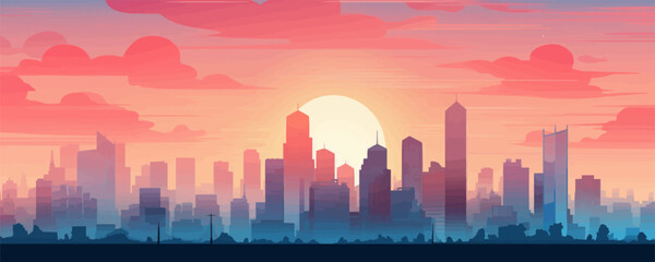 Fototapeta na wymiar sunrise city vector flat minimalistic isolated illustration