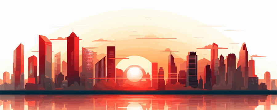 sunrise city vector flat minimalistic isolated illustration