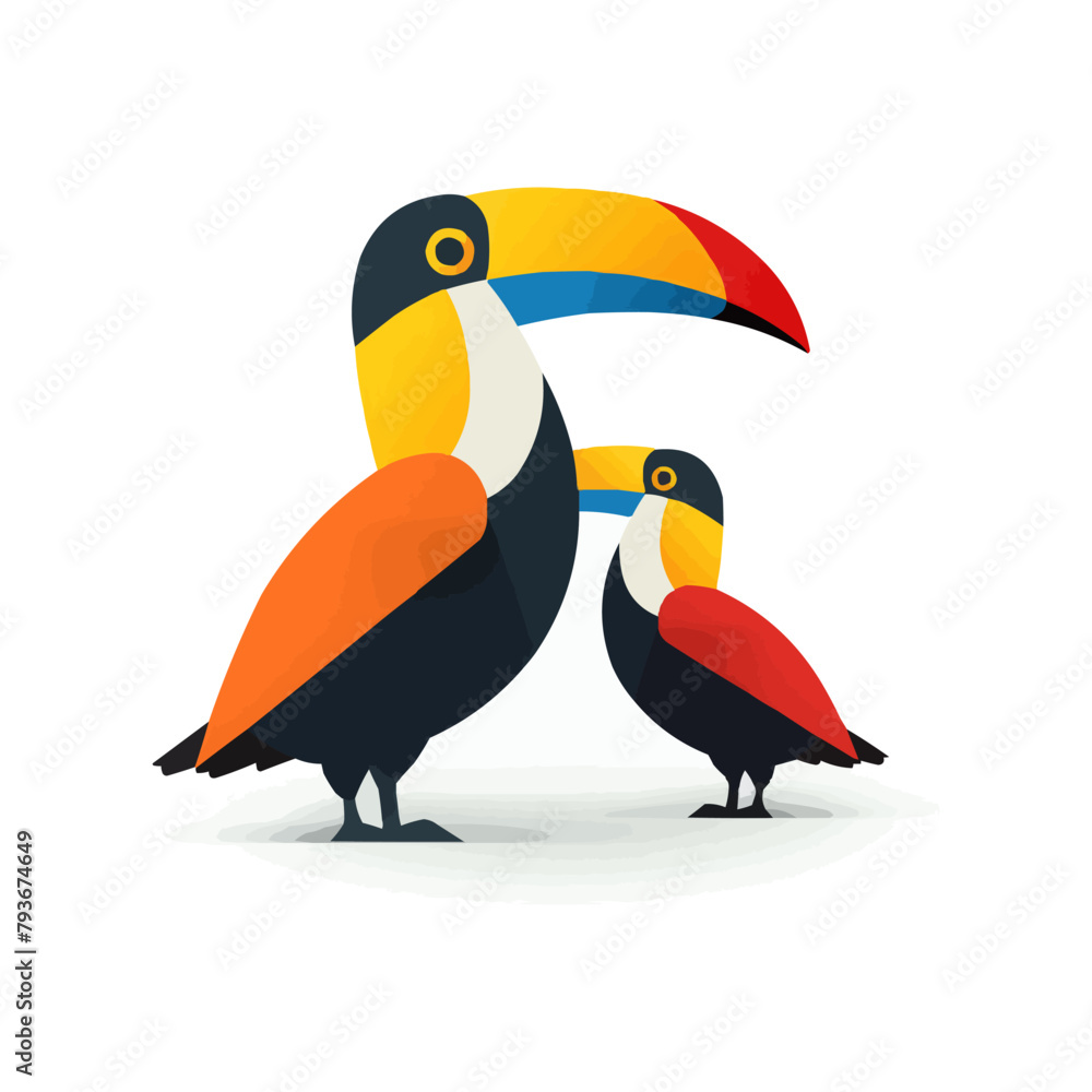 Poster toucan | minimalist and simple set of 3 line white background - vector illustration
