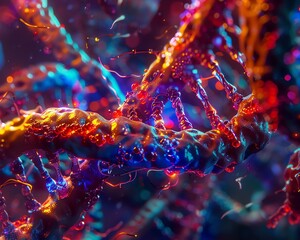 Knockin technique, DNA insertion, close view, dynamic colors, detailed imagery, 