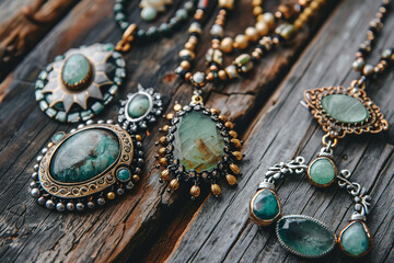 Fototapeta premium An artisan crafts handmade jewelry - her meticulous attention to gem placement and metalwork underscoring her exceptional skill and artistic talent