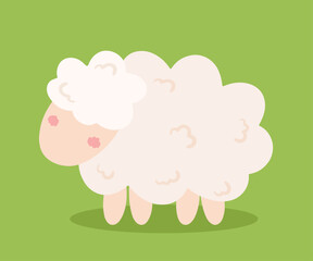 Cute Little Sheep with No Face in Cartoon Vector Illustration