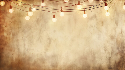 Vintage background with glowing light bulbs and copy space - obrazy, fototapety, plakaty