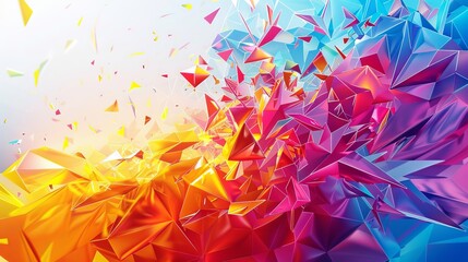 Colorful polygonal patterns creating dynamic backdrops against white