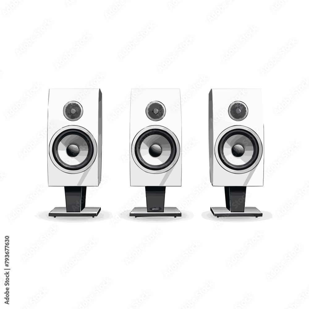 Poster loudspeaker | minimalist and simple set of 3 line white background - vector illustration