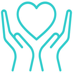 Hands holding heart icon. Health symbol isolated on transparent background.