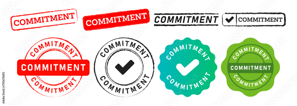 Poster commitment rectangle and circle stamp seal badge sign for commit responsibility