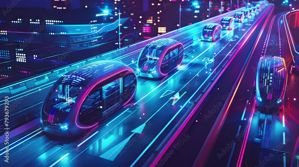Poster creative depiction of ai algorithms optimizing personalized transportation services