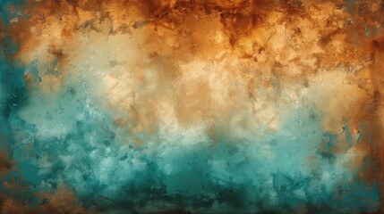 textured abstract background with a gradient of teal and amber hues, resembling a watercolor sky or a patina surface, ideal for creative designs.