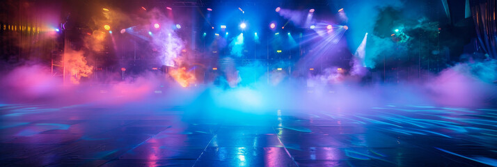 A neon lighted room with smoke and a foggy atmosphere by AI generated image