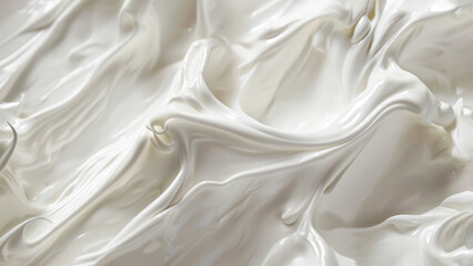 Fototapeta premium Delicate beauty in a close-up of white soft cream, highlighting its velvety texture and pure, soothing essence. Textured background of white cream. Generative AI. 