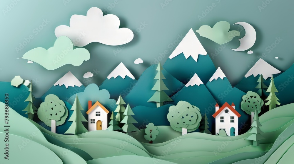 Poster delightful paper craft illustrations with a transparent backdrop, suitable for creating depth and te