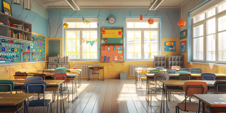 Scene of a schools antibullying campaign fostering a safe and supportive community for all students, Back to school theme in an elementary school classroom - Powered by Adobe