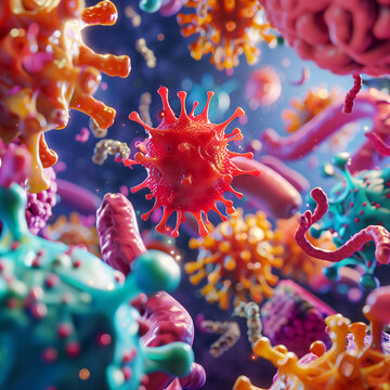 3d illustration of cells and virus