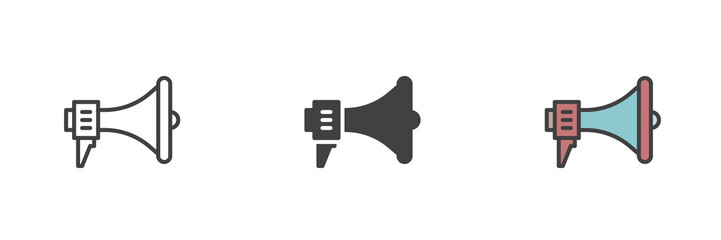 Megaphone different style icon set