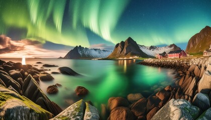 Aurora Majesty Spectacular Lights Paint Norway's Seashore