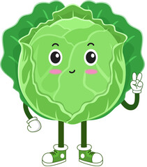 cute vegetable. cabbage cartoon character