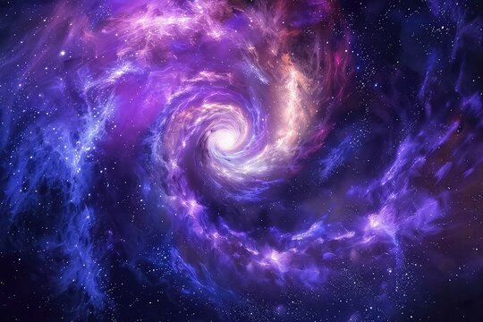 View from space to a spiral galaxy and stars. Universe filled with stars, nebula and galaxy,. Elements of this image furnished by NASA.