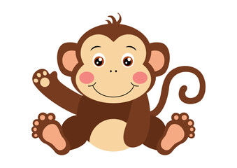 Cute and friendly monkey sitting waving