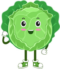 cute vegetable. cabbage cartoon character
