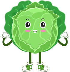 cute vegetable. cabbage cartoon character