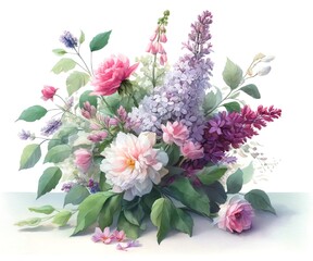 Fototapeta premium Watercolor painting of a Love Lies Bleeding Flowers Bouquet