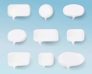Set of white speech bubbles with 3D effect