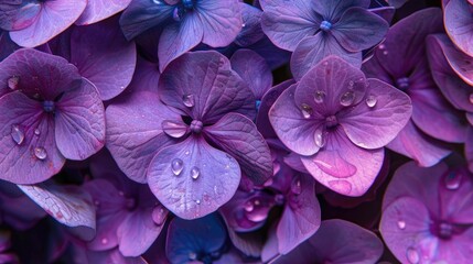 The purple hydrangea is in glorious full bloom
