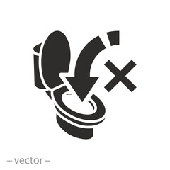 forbidden litter in the wc icon, do not throw in the toilet, flat symbol on white background - vector illustration