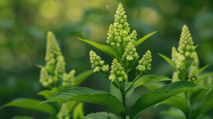 Invasive plant with green flowers and leaves known as alligator weed - obrazy, fototapety, plakaty