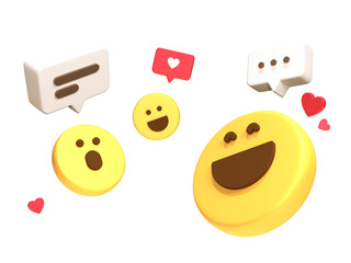cute emoji face 3D icons social network media