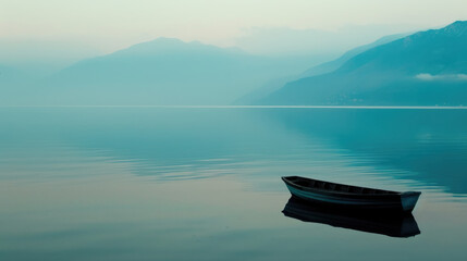 A small boat peacefully floating on a vast body of water - Powered by Adobe