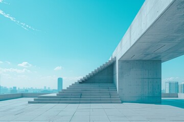 Concrete steps and buildings on the square,Empty architectural background.