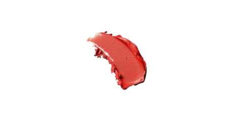 
Lipstick smudge in coral color isolated on white background