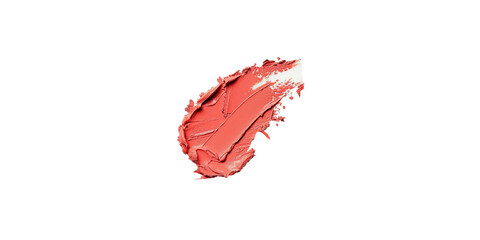 
Lipstick smudge in coral color isolated on white background