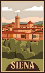 Fototapeta premium Vintage Siena Poster Design | Italy