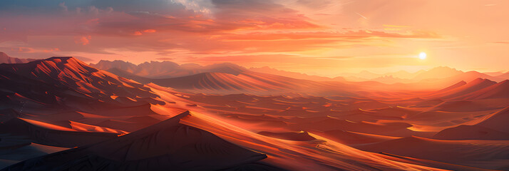 sunset in the mountains and desert