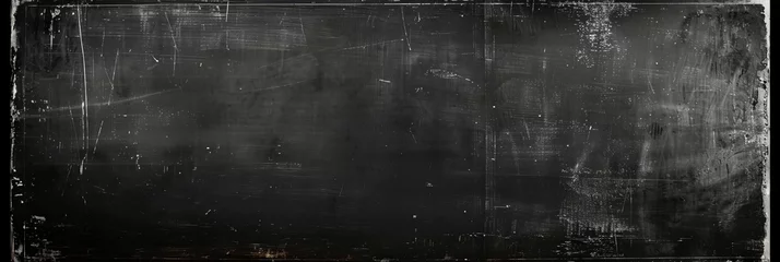 Fotobehang  dark blackboard with a thin white border around the edges. The background is plain and blank, suitable for writing or drawing ,black Distressed Grunge wall background © Planetz
