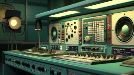 A retro-inspired 3D render of a radio show broadcasting  AI generated illustration