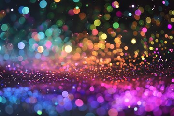 Glowing neon-colored sparkles illuminating the darkness against a transparent white backdrop, adding vibrancy and excitement