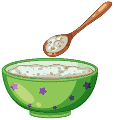 Vector graphic of cereal in a decorated bowl