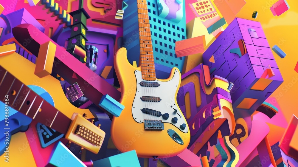 Poster a vibrant and dynamic composition that captures the essence of a catchy tune ai generated illustrati