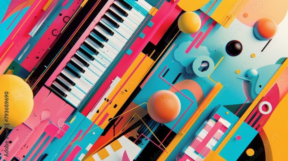 Poster a vibrant and dynamic composition that captures the essence of a catchy tune ai generated illustrati