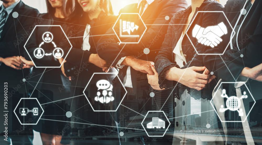 Poster human resources recruitment and people networking concept. modern graphic interface showing professi