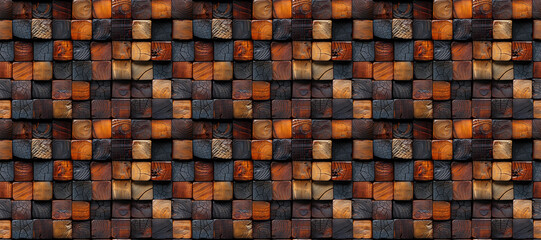 Colorful seamless wooden wall with square seamless pattern wallpaper