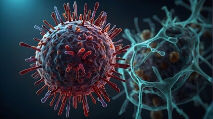 scientific breakthrough: viral pandemic vaccination, coronavirus COVID transmission, infectious illness strain that is lethal in quarantine, new unique creature, pathogen mutation - obrazy, fototapety, plakaty