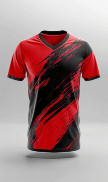 Football jersey 3d designed with printing, front view, isolated background.