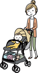 ベビーカーでお出かけ　赤ちゃんとママ